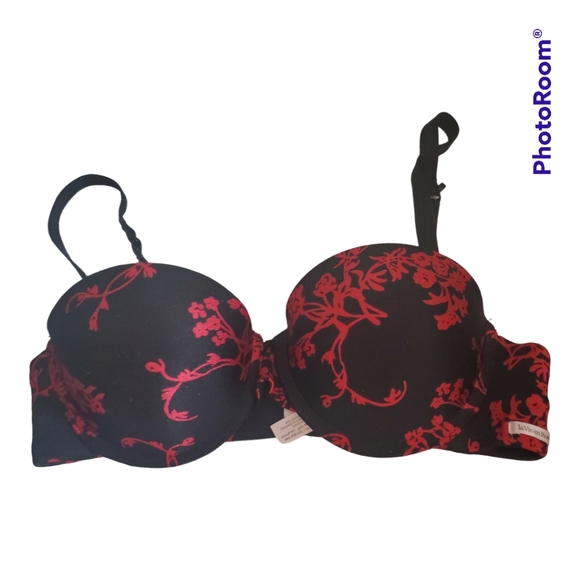 LA VIE EN ROSE Black Red Push Up Bra - Size XS, 32A - Picture 1 of 5